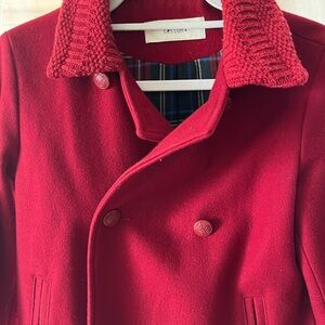 Sessùn red wool jacket with plaid lining S-M